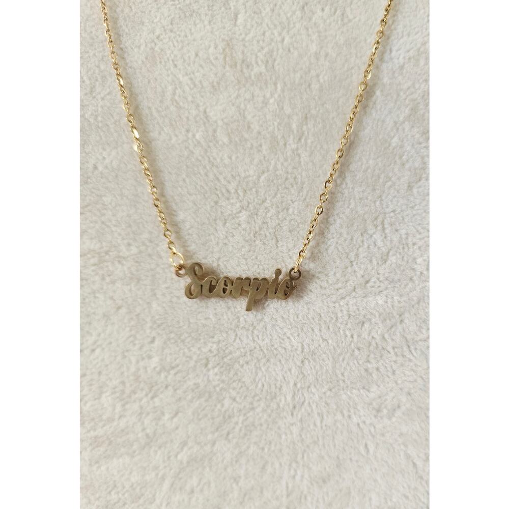 Stainless Steel Gold Scorpio Script Necklace New
